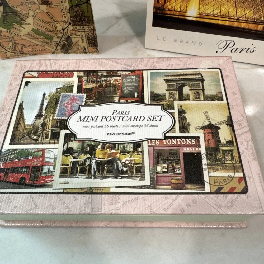 Paris France lot Mini Postcard Set‎ with envelopes small journal postcards map